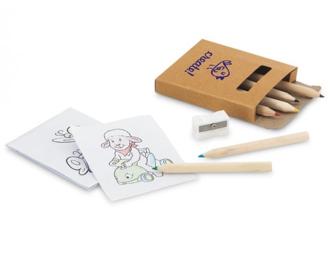 51758 - Kit para Pintar com 6 Mini Lpis de Cor, 1 Apontador e 15 Cartes para Pintar