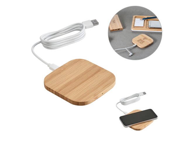 57910 - Carregador Wireless em Bambu