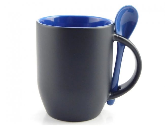 6736 - Caneca Mgica em Cermica 325 ml (interior e colher azul)