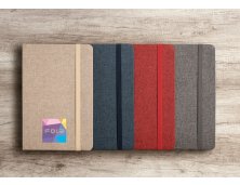 93591 - Caderno A5 com Capa Dura Forrada em Tecido Polister