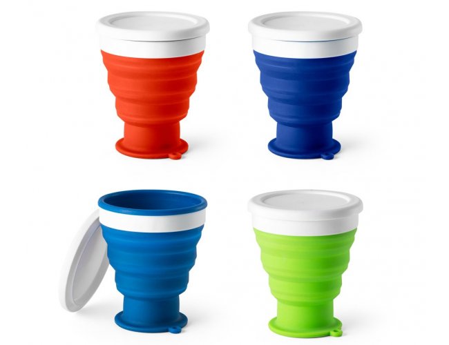 94695 - Copo de viagem dobrvel 400 ml em silicone com tampa em PP (6,6 x 11,7 x 9,6 cm)