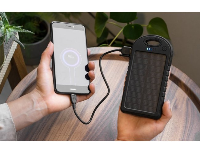 97371 - Bateria Portátil/Power Bank Solar em ABS com Painel Solar e LED