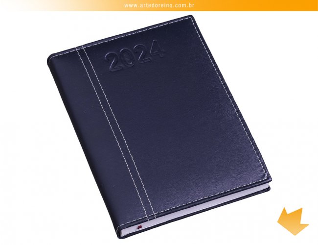 107L - Agenda Capa Lisa Azul com Costura