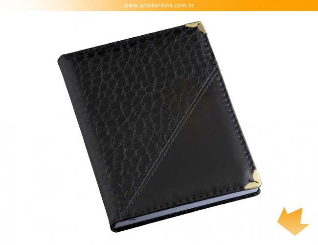 110L - Agenda Capa Croco Diagonal Preta