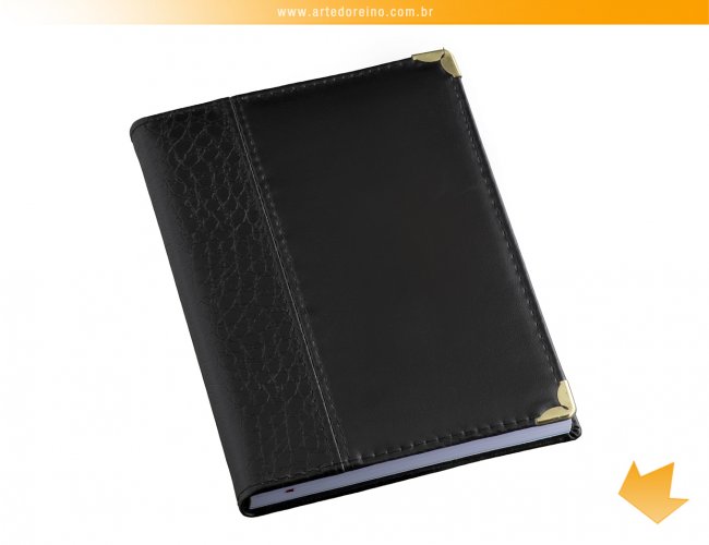 120L - Agenda Capa Croco Reta Preta