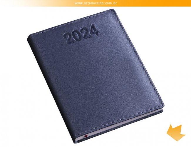 180L - Agenda Capa Metalizada Lisa Azul