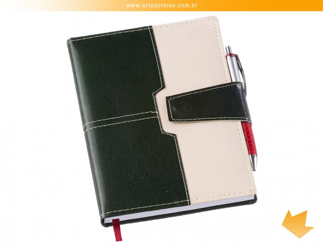 195L - Agenda Executiva Verde (Fecho de Im e Suporte para Caneta)