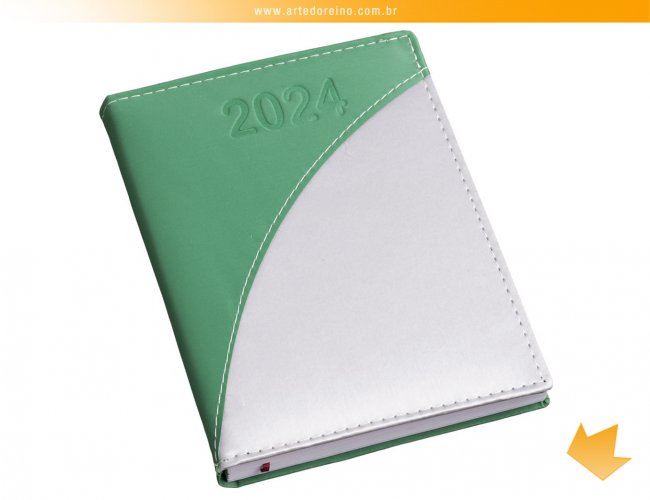 202L - Agenda Metalizada Verde com Prata