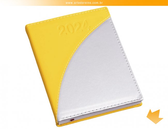 203L - Agenda Metalizada Amarelo com Prata
