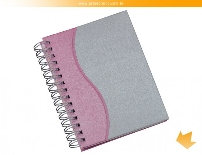 282LS - Agenda Wire-o "S" Prata com Rosa