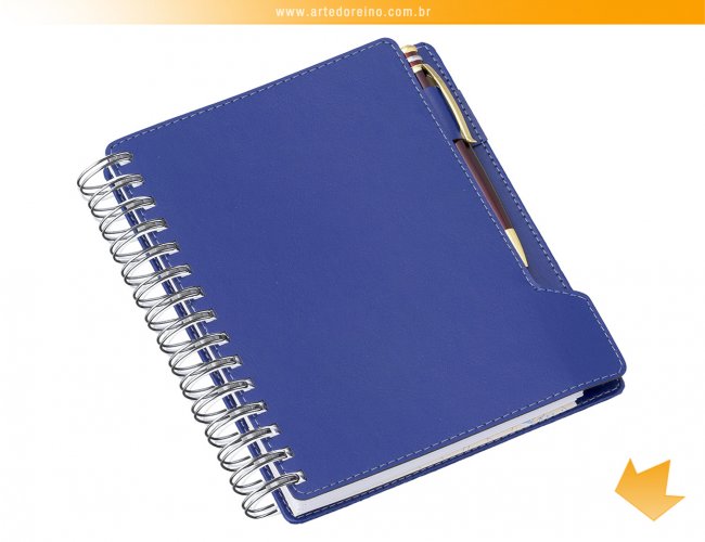 288L - Agenda Wire-o de Mesa com Suporte para Caneta Capa Azul