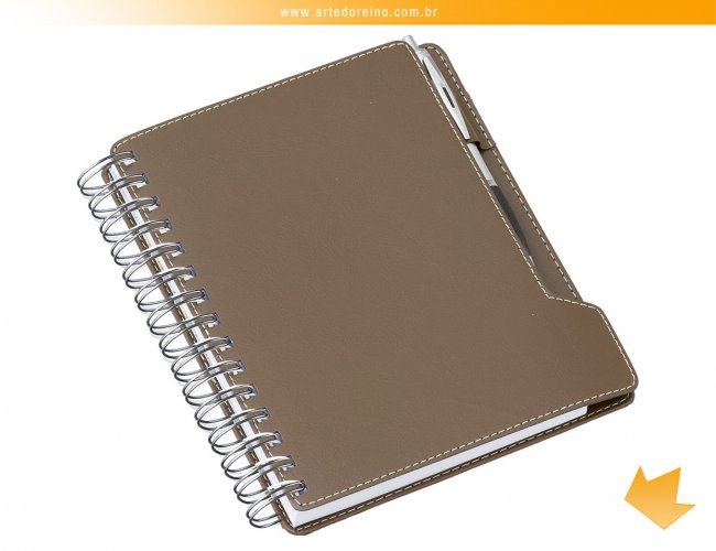 289L - Agenda Wire-o de Mesa com Suporte para Caneta Capa Marrom