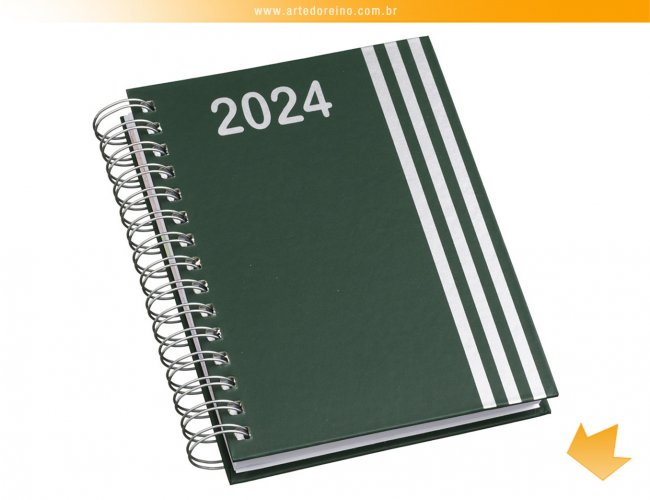 LG3465 - Agenda Wire-o Capa Verde Premium com Faixa