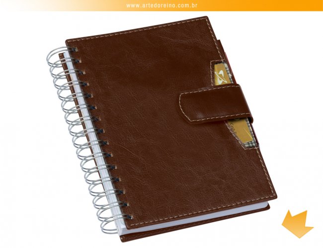 LG3489 - Agenda Wire-o Elite Marrom (Fecho de Im + Suporte para Carto e Caneta)