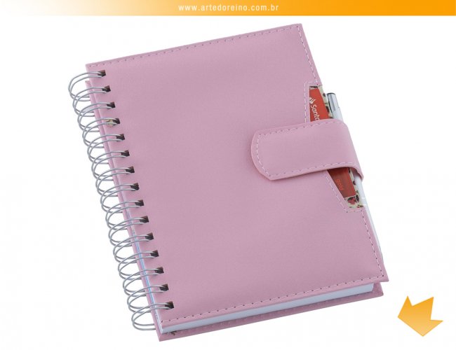 LG3490 - Agenda Wire-o Elite Rosa (Fecho de Im + Suporte para Carto e Caneta)