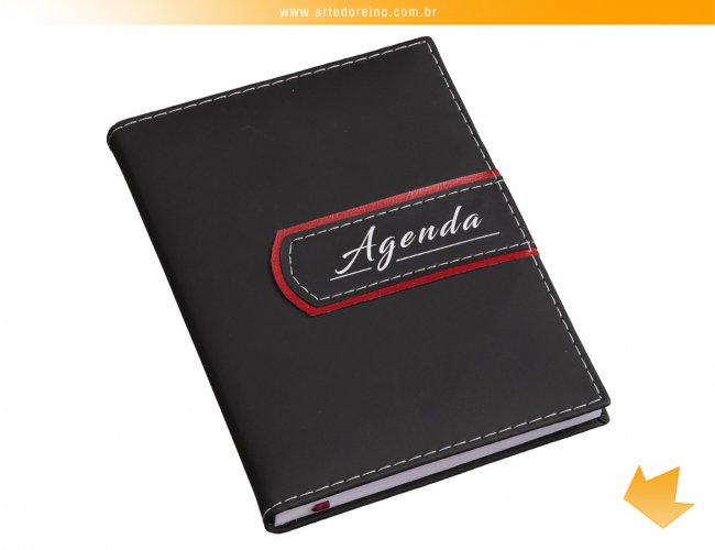 LG3572 - Agenda Diria Preta com Detalhe em Vermelho