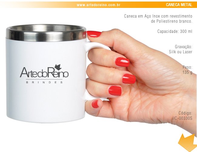 IC-00330 - Caneca em Ao Inox/Poliestireno - 300 ml