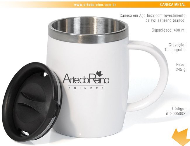 IC-00500 - Caneca em Ao Inox/Poliestireno 400 ml