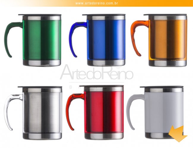 06520 - Caneca em Inox/Acrlico 400ml com Tampa