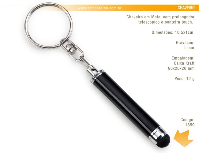 CH-00351 - Chaveiro em Metal com Ponta Touch Personalizado