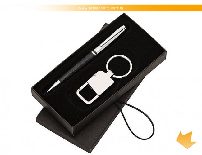 CC-31591 - Conjunto com Caneta e Chaveiro em Metal