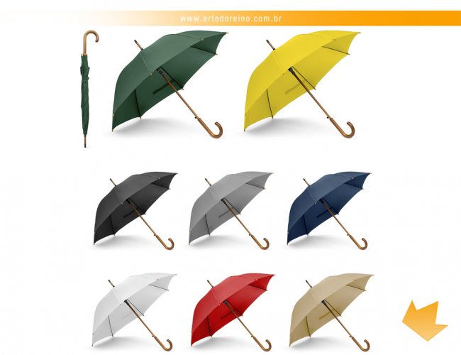 99043 - Guarda-Chuva em Polister 190T com Haste e Pega em Madeira (110 cm)