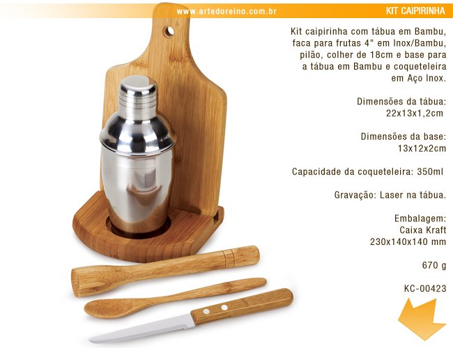 KC-00423 - Kit Caipirinha em Bambu Personalizado