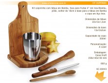 KC-00443 - Kit Caipirinha em Bambu com Copo Inox - 6 peas