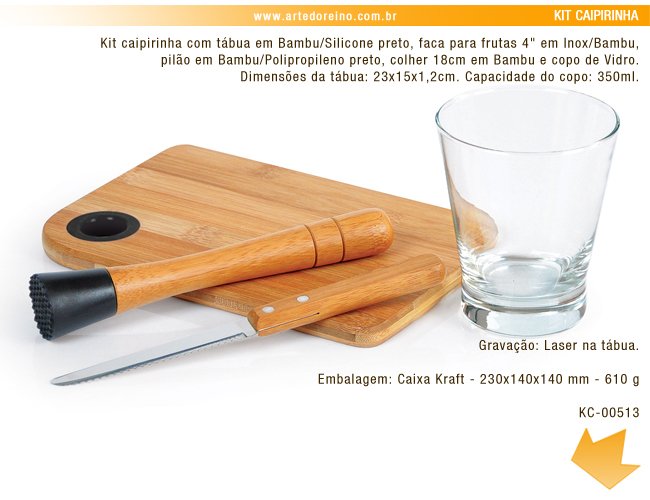 KC-00513 - Kit Caipirinha em Bambu Personalizado