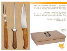 160915 - Kit Churrasco em Caixa MDF com Garfo, Faca e Chaira Personalizado