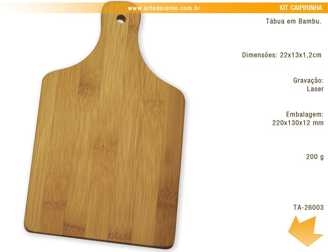 TA-26003 - Tbua para Kit Caipirinha ou Tempero em Bambu Personalizado