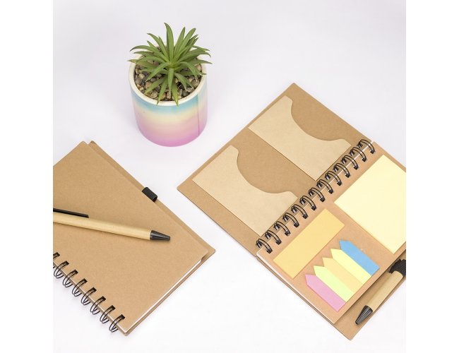18932 - Caderno/Bloco Ecolgico com Caneta e Post-it (13 x 18 cm)