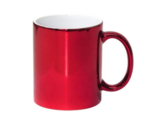 9326 - Caneca Cromada Vermelha em Cermica 325 ml