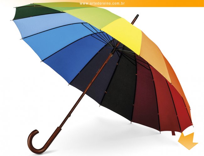 99140 - Guarda-Chuva Arco-ris em 190T Pongee com 16 Varetas (110 cm)