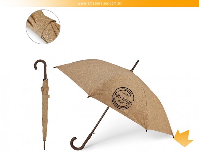 99141 - Guarda-Chuva Automtico em Cortia com Haste e Pega em Madeira (110 cm)