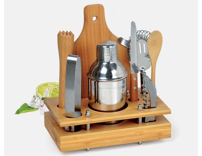 KB-00473 - Kit Caipirinha em Inox/Bambu - 8 peas