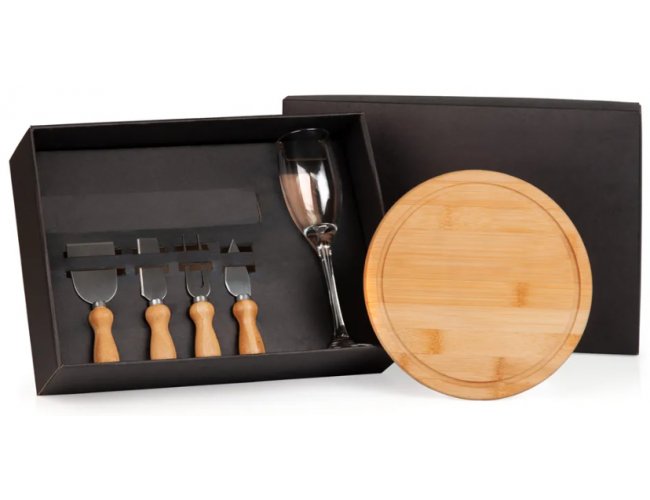 KT-9029H - Kit Queijo com 1 Taça de Espumante - 6 Peças