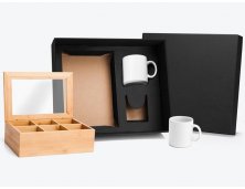 KT-90118-2 - Kit para Chá em Bambu com Canecas em Porcelana - 3 peças