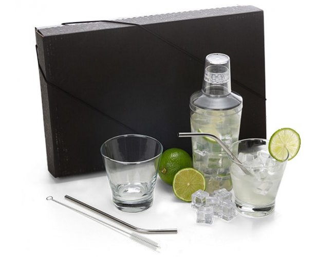 KT-90172 - Kit Caipirinha com Coqueteleira e 2 Copos - 6 peas