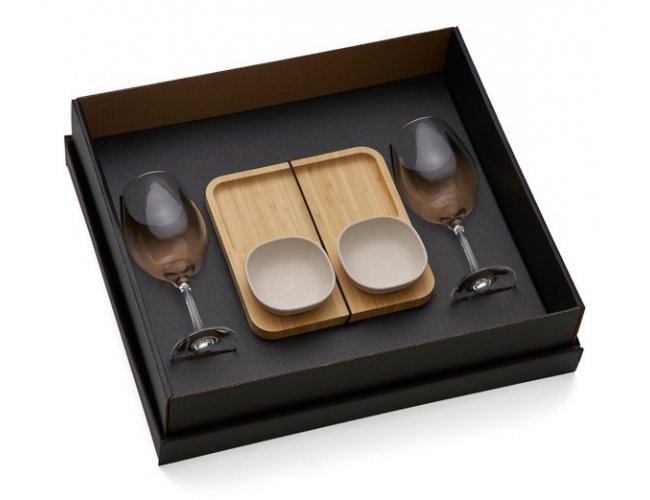 KT-9020H - Kit Petisco/Pat com Taas para Vinho - 5 peas