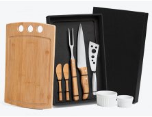 ME-21013 - Kit Churrasco e Petisco em Bambu/Inox - 8 peas