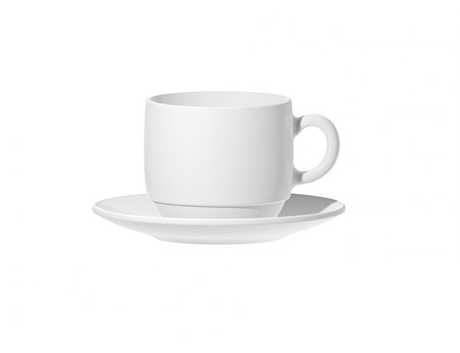 N5104 - Xcara Cafezinho 90 ml em Vidro Opalino Branco (com pires)